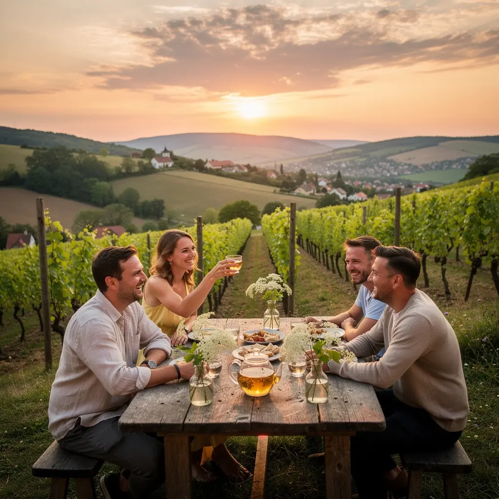 Finom bodzavirágok és méz cseppjei egy csészében.